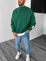 Koyu Yeşil Geniş Yaka Basic Sweat V-30-774